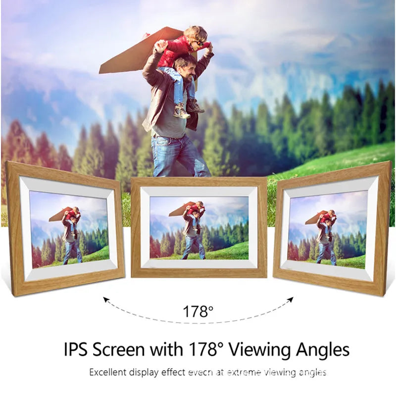 Smart 10.1" Wooden Digital Frame with Remote iOS Android