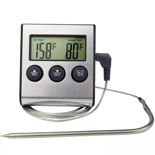 Digital Meat Thermometer Probe for Oven BBQ Grill Timer