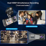 Dash Cam W/ IR Night Vision 1080P 3 Camera