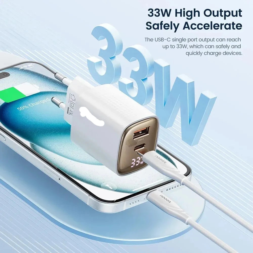 USB Digital Display Fast Charging Type C Charger