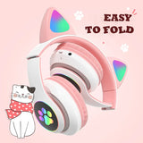 Cat Ears Headphone Bluetooth 5.0 with Mic