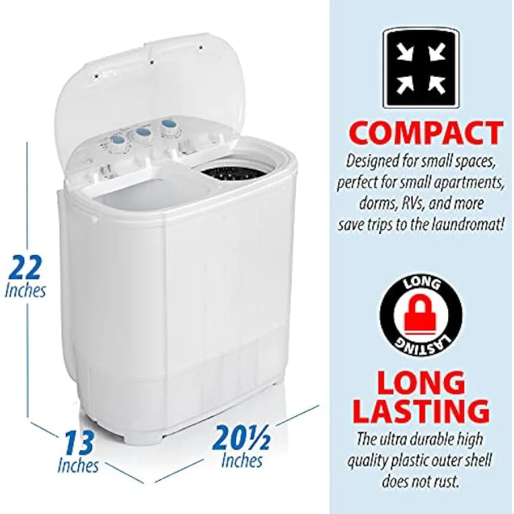 Compact Portable Washing and Drying Machine with Twin Tub