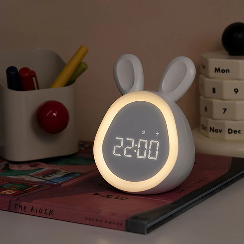 Kids Adorable Rabbit LED Alarm Clock with Night Light