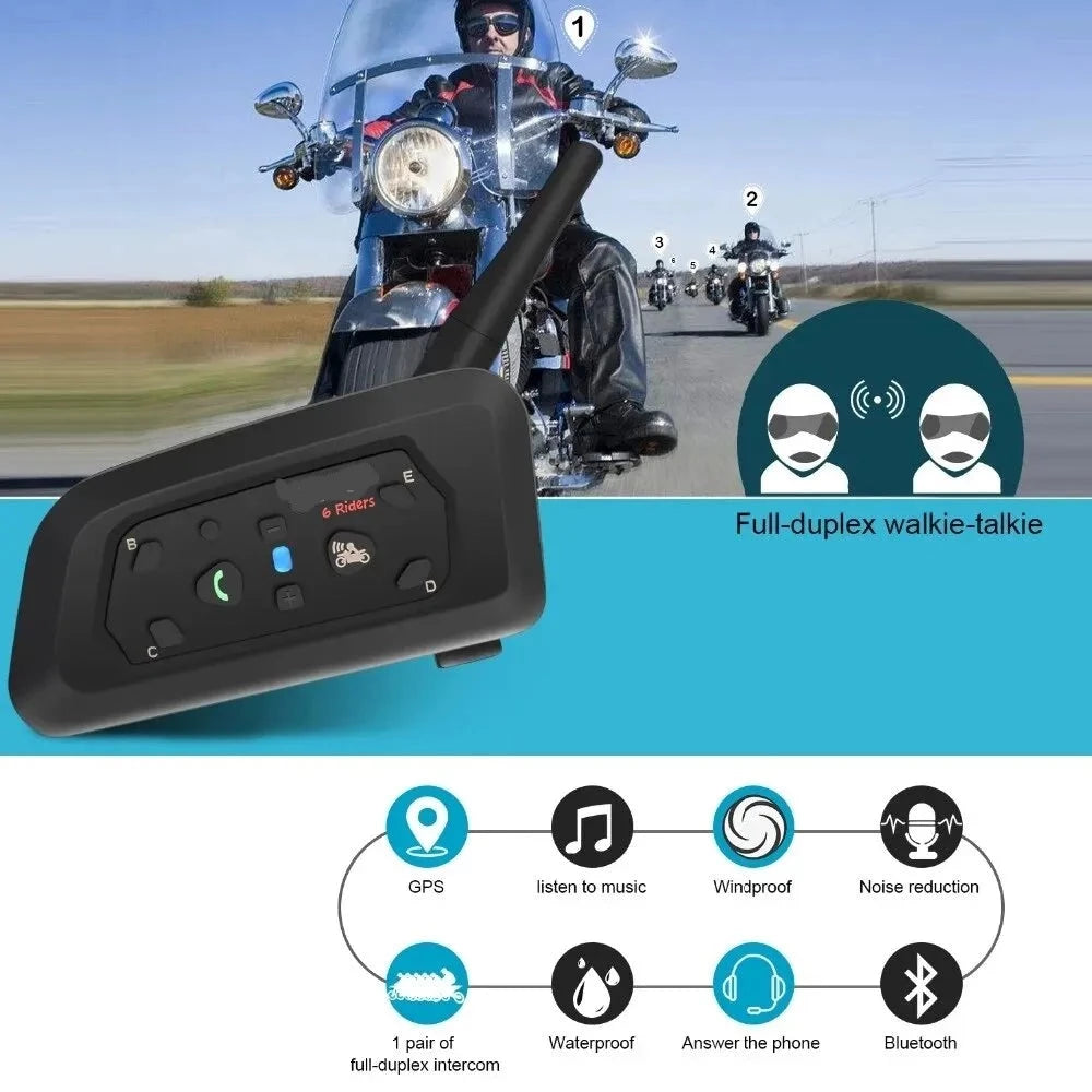 Motorcycle Intercom Bluetooth Waterproof Helmet Headset