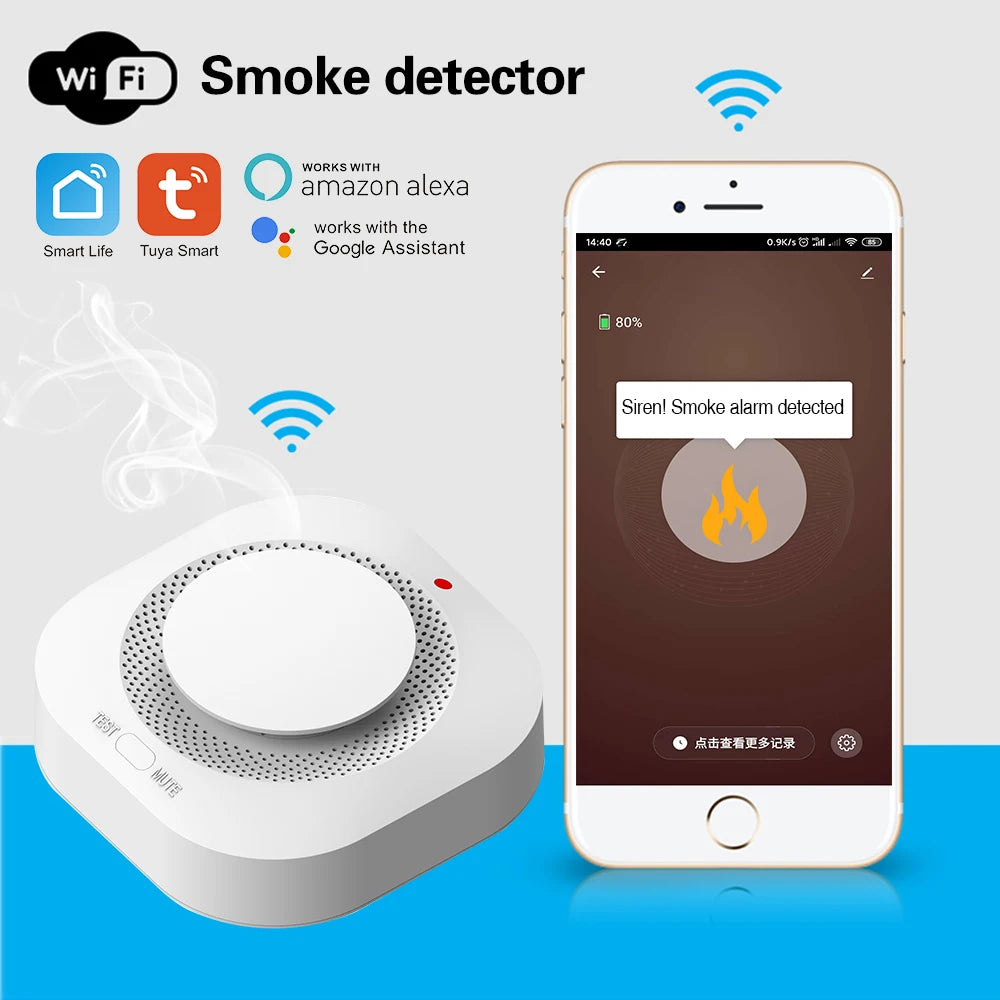 Smart Smoke Detector Sensor Alarm Home Security System