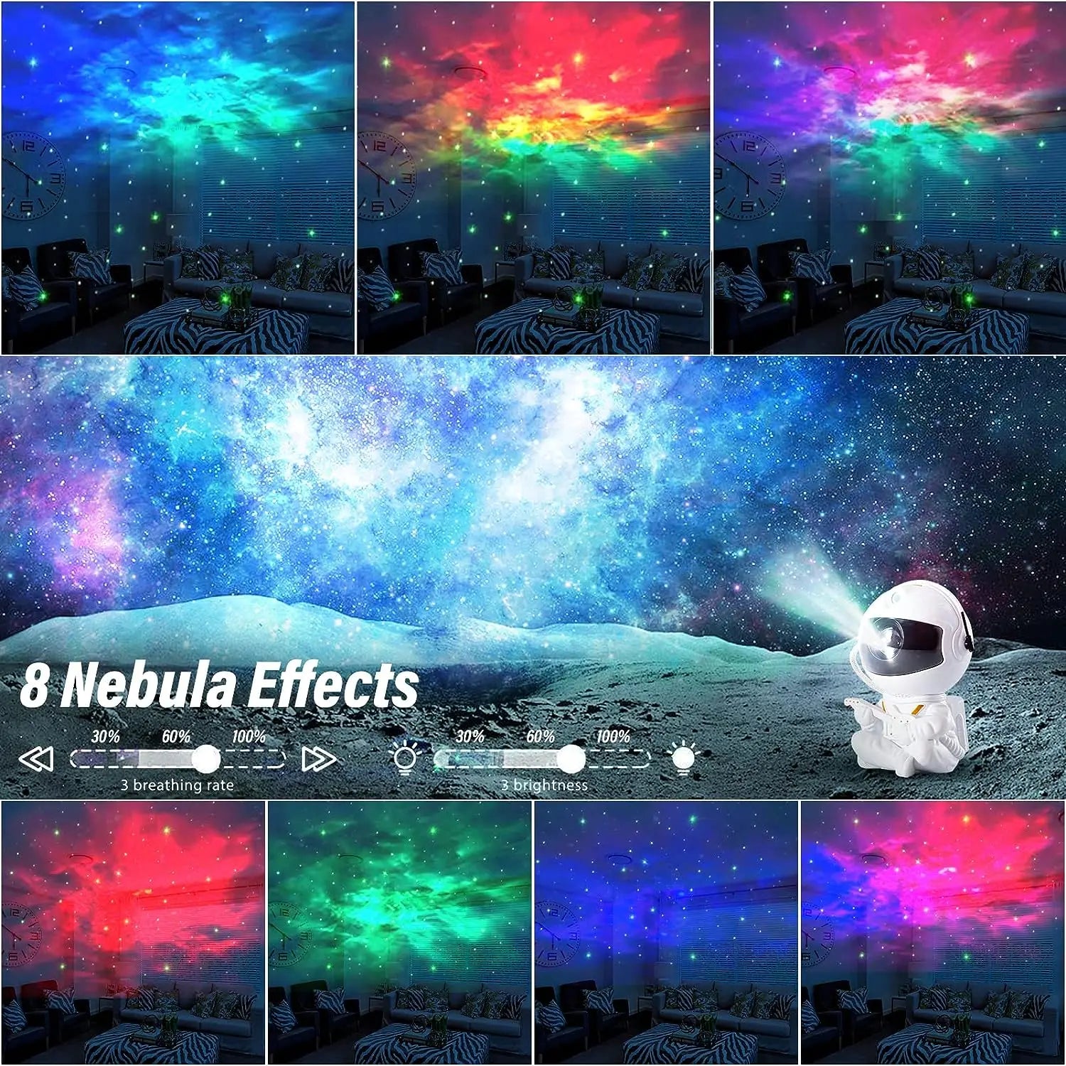 LED Astronaut Galaxy Night Light Star Projector