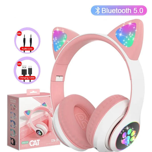 Cat Ears Headphone Bluetooth 5.0 with Mic