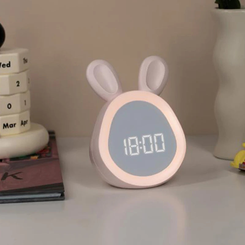 Kids Adorable Rabbit LED Alarm Clock with Night Light