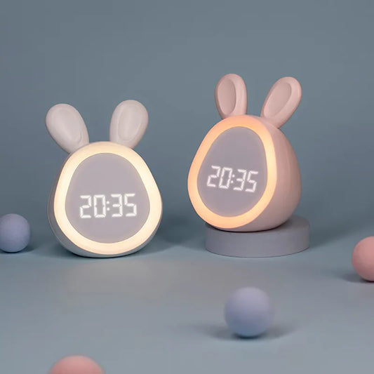 Kids Adorable Rabbit LED Alarm Clock with Night Light