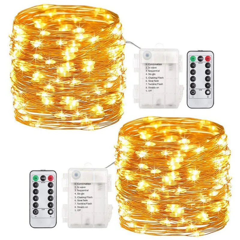 LED Waterproof Copper Wire String Fairy Lights with 8 Modes