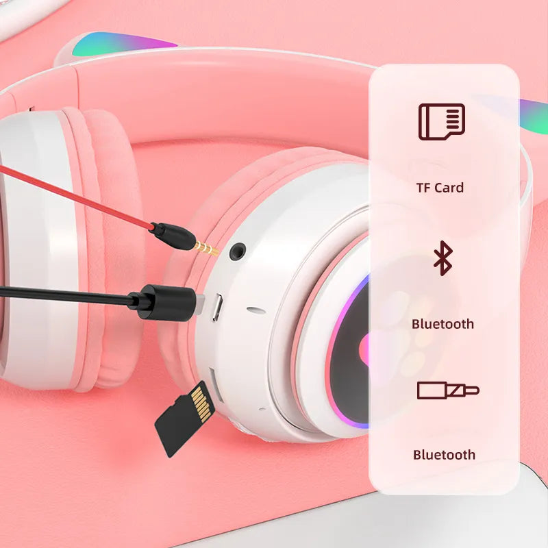 Cat Ears Headphone Bluetooth 5.0 with Mic