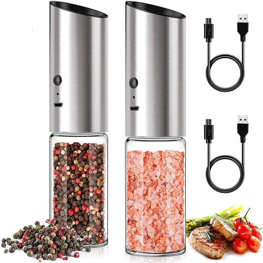 Electric Salt and Pepper Grinder Set USB